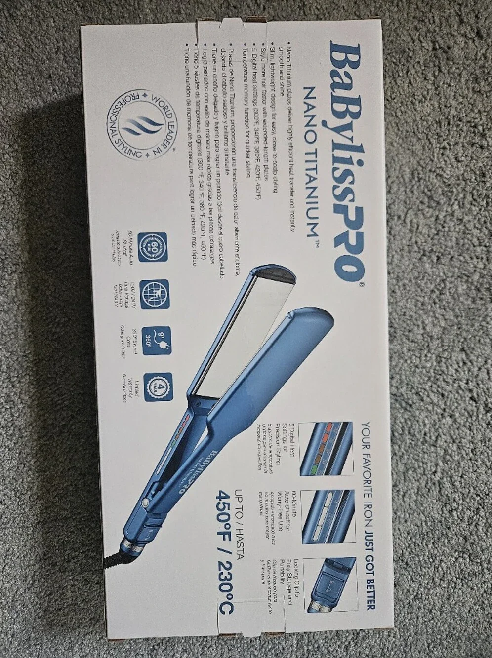 BaBylissPro Nano Titanium Blue 2 Inch Ultra Thin Flat Iron